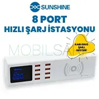 SUNSHINE SS-309WD HIZLI ŞARJ İSTASYONU (8 PORT) (USB 3.0) (KABLOSUZ)